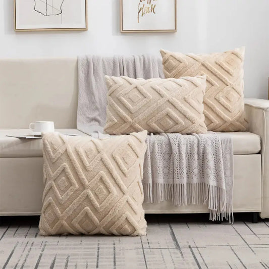 Decorative Faux Wool Throw Pillow Covers