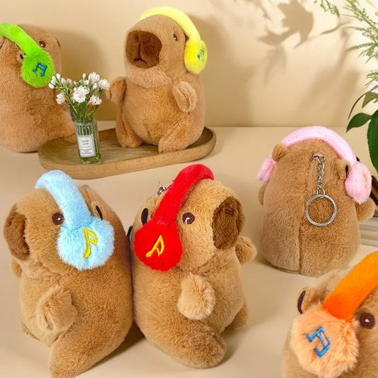 Cute capybara with headphones