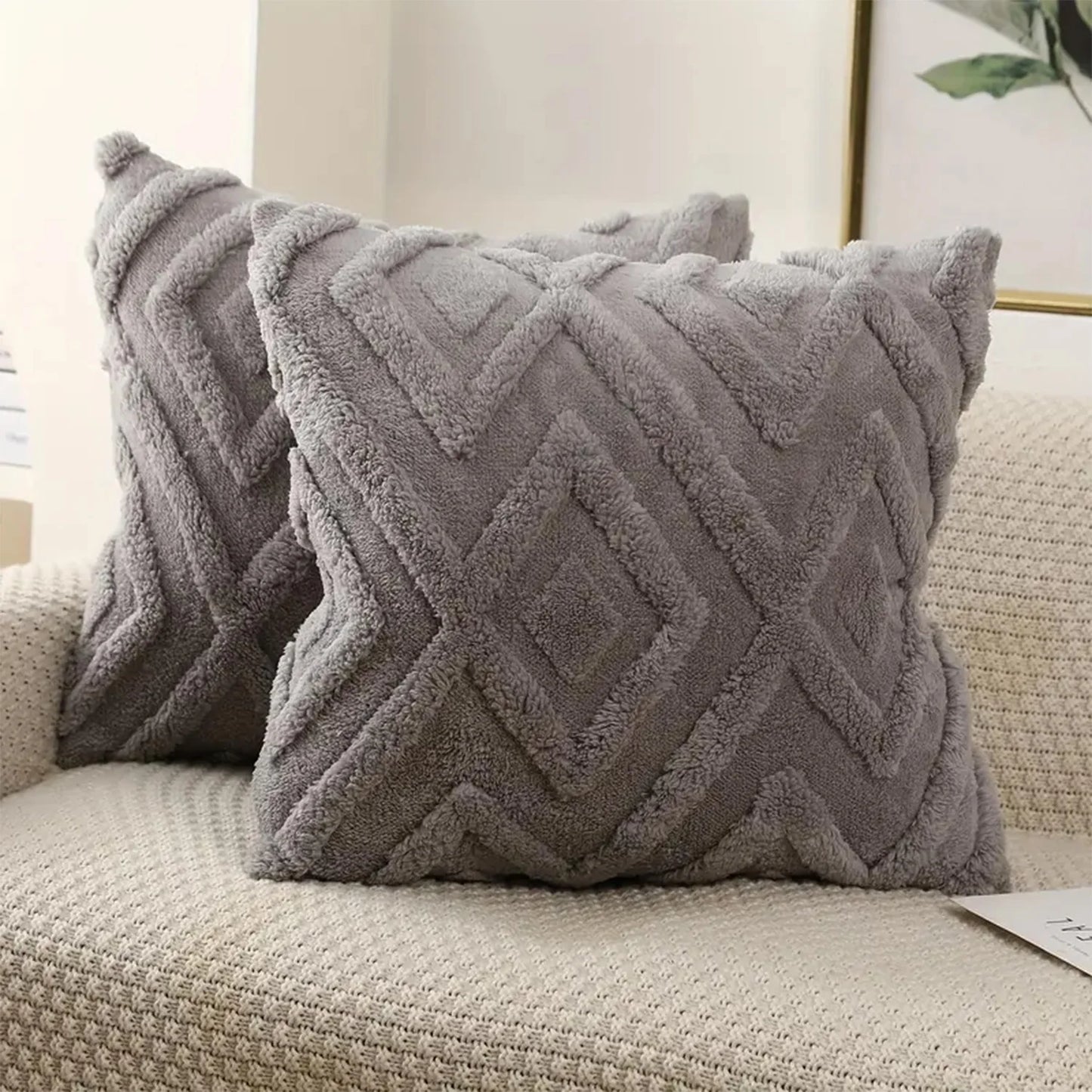 Decorative Faux Wool Throw Pillow Covers
