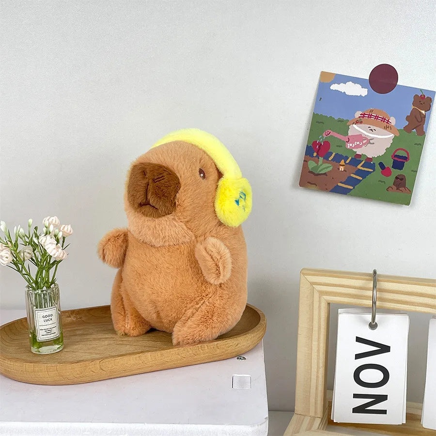 Cute capybara with headphones
