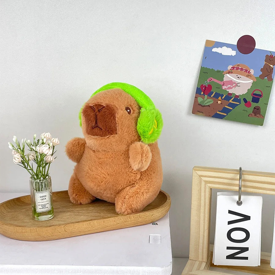 Cute capybara with headphones