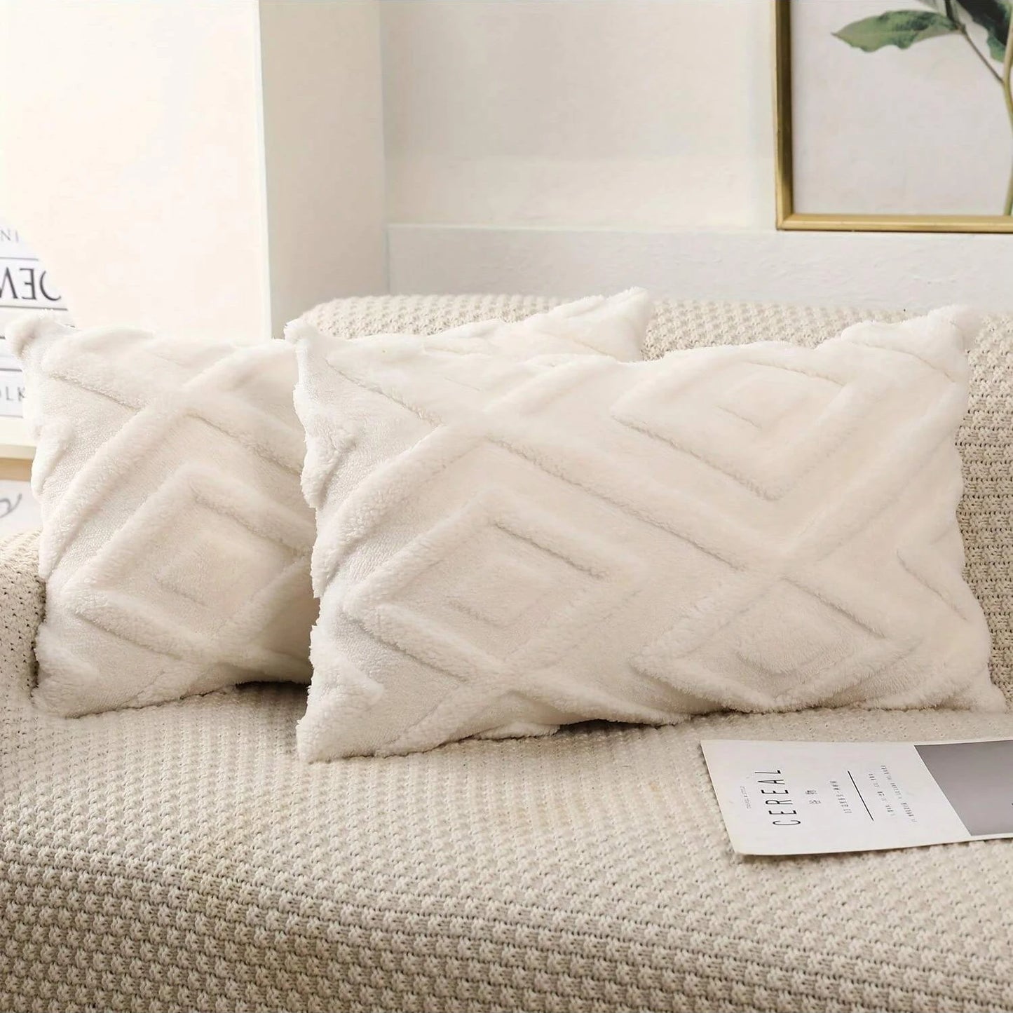 Decorative Faux Wool Throw Pillow Covers