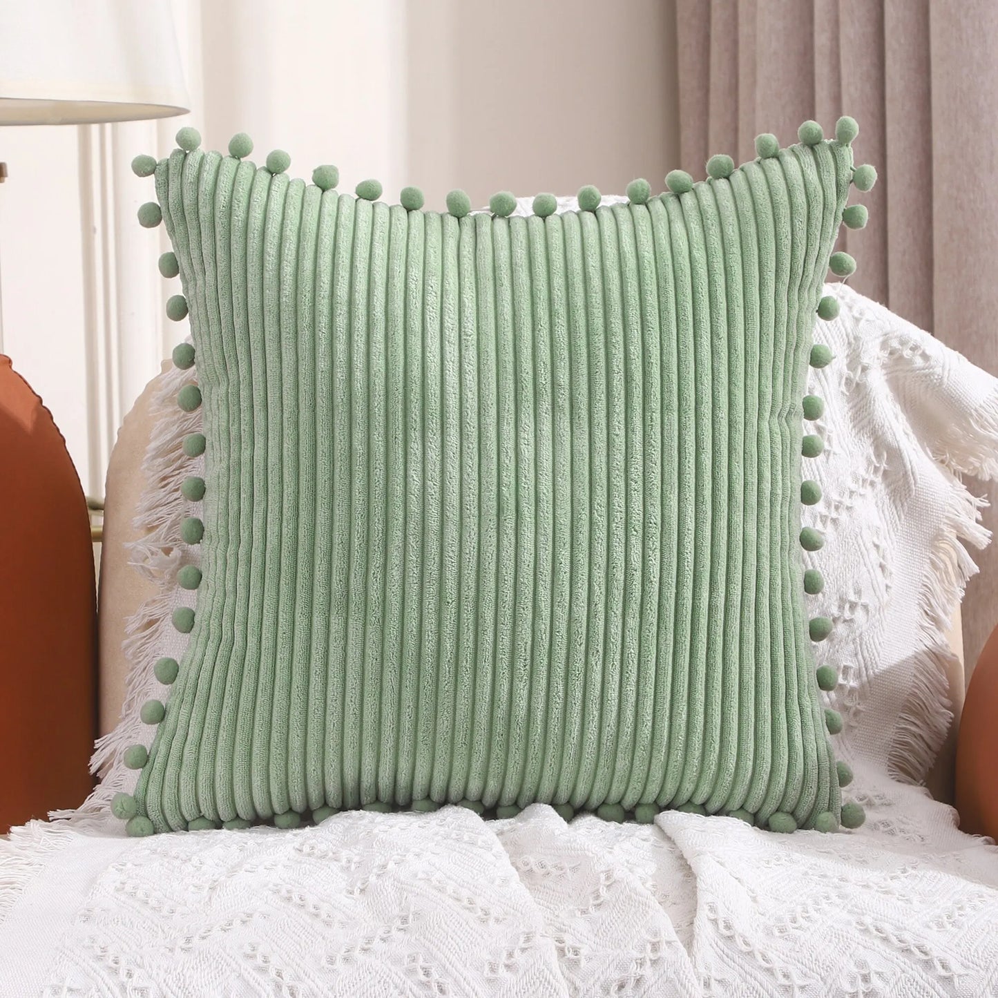 Pom Pom Pillow Covers Decorative Throw Pillow Living Room Bedroom
