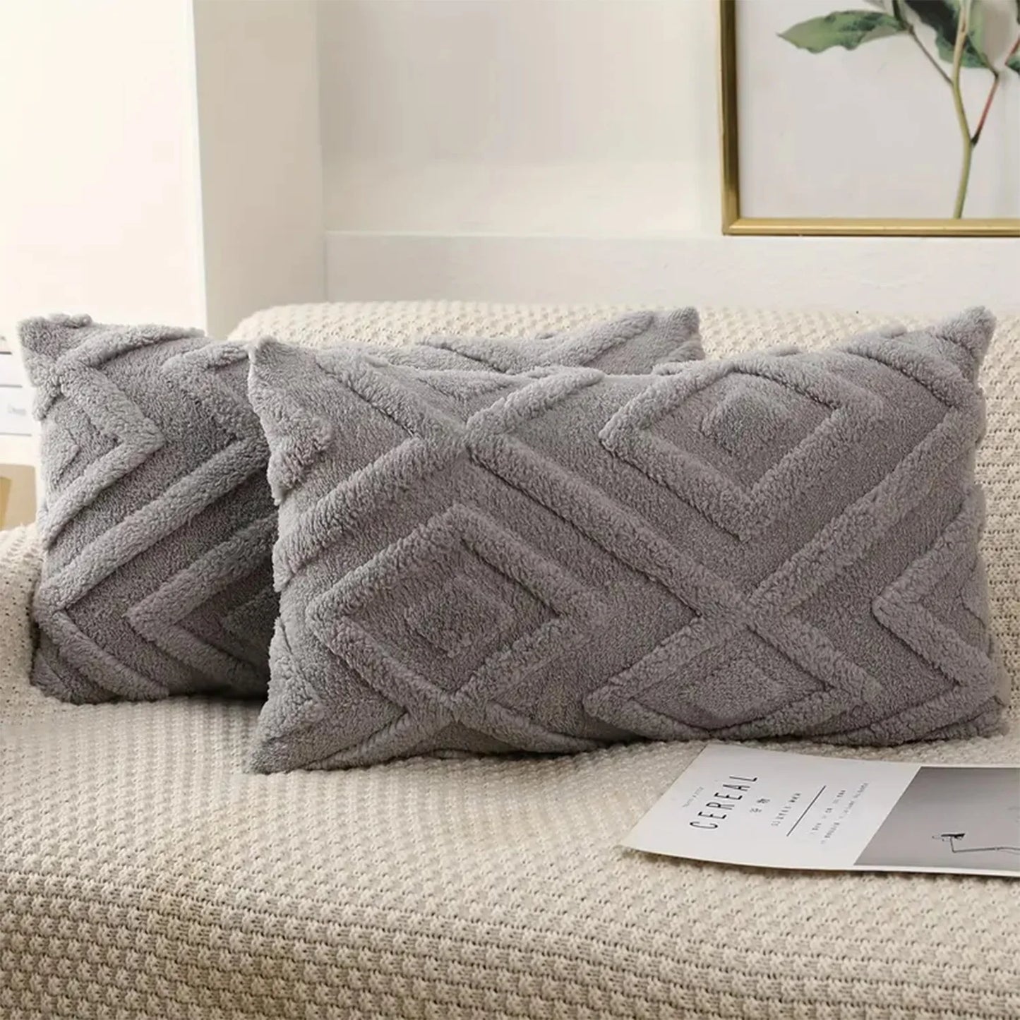 Decorative Faux Wool Throw Pillow Covers