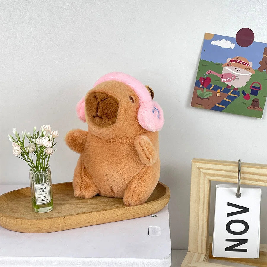 Cute capybara with headphones